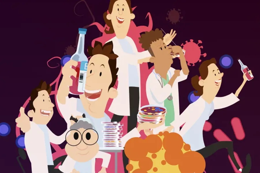 En gruppe mikrobiologer