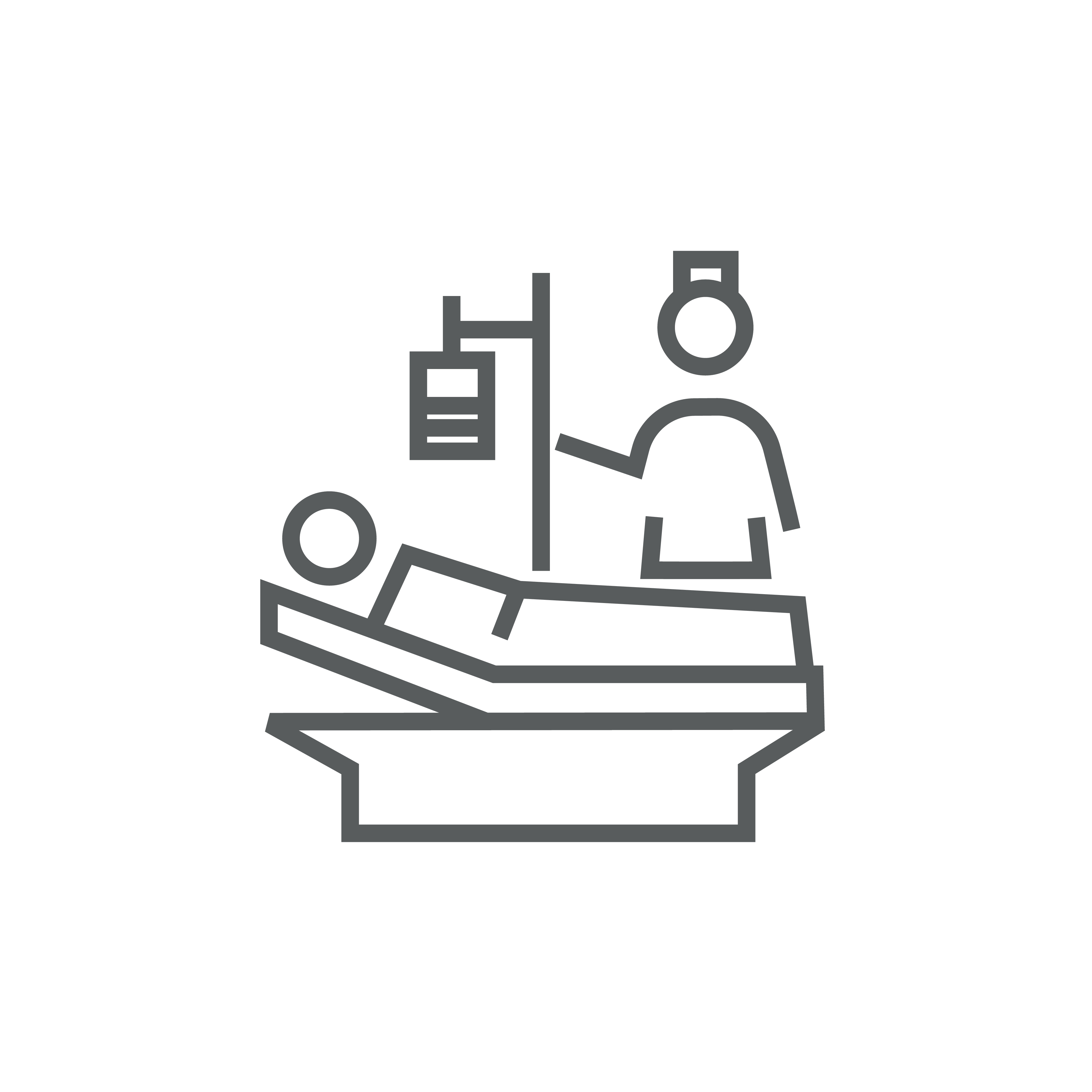 Illustrasjon pasient i seng som mottar iv behandling