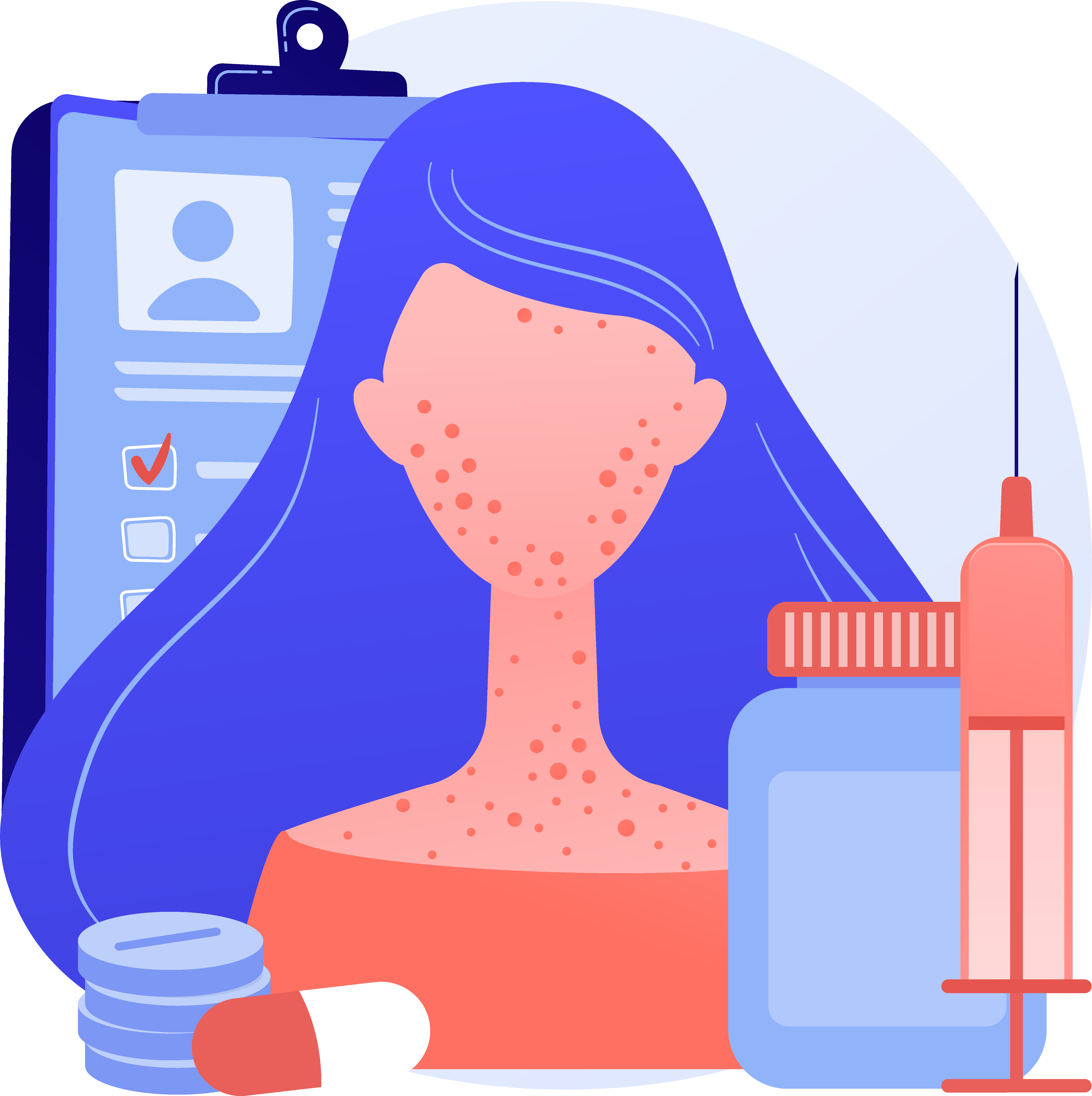 Tegning av en person med legemiddelutslett