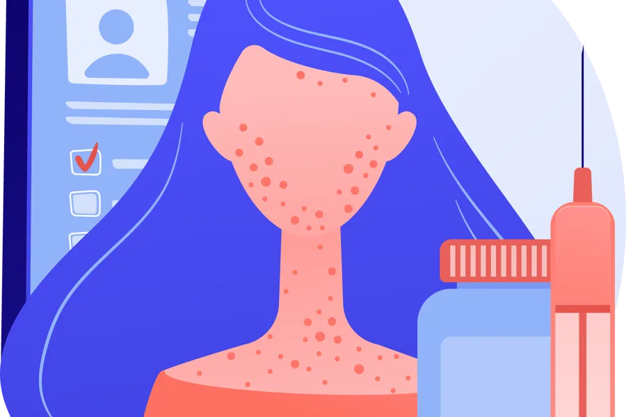 Tegning av en person med legemiddelutslett