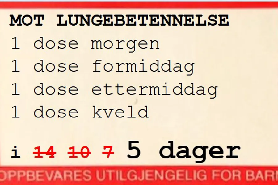 Resept for behandling av lungebetennelse
