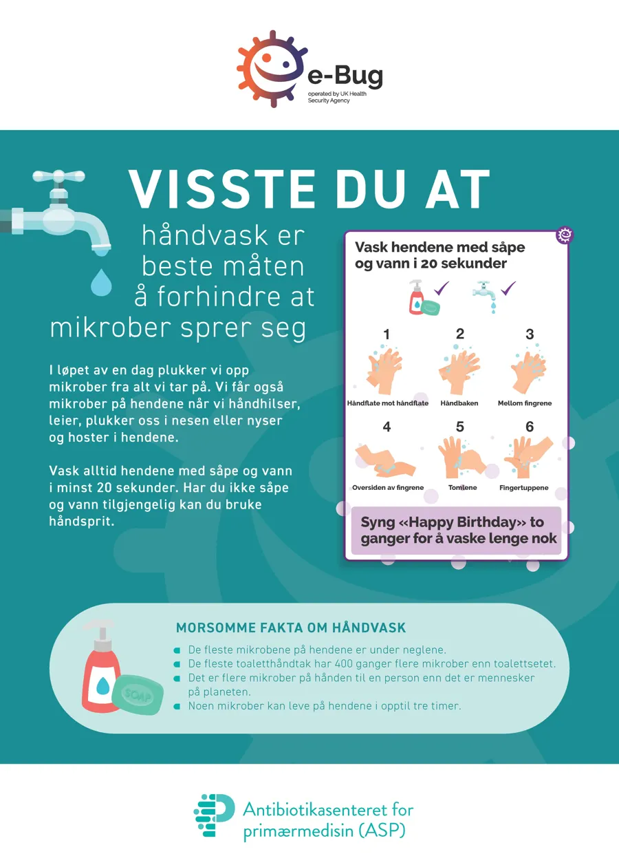Plakat med informasjon om håndvask