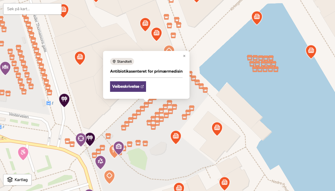 Utklipp av standsplasser på Arendalsuka.