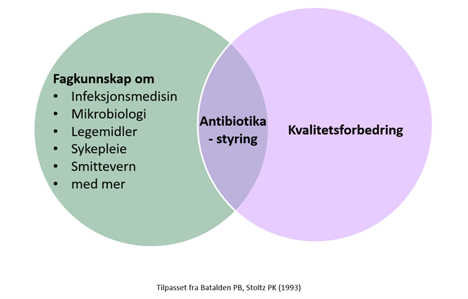 En figur med to sirkler som overlapper og har tekst i sirklene