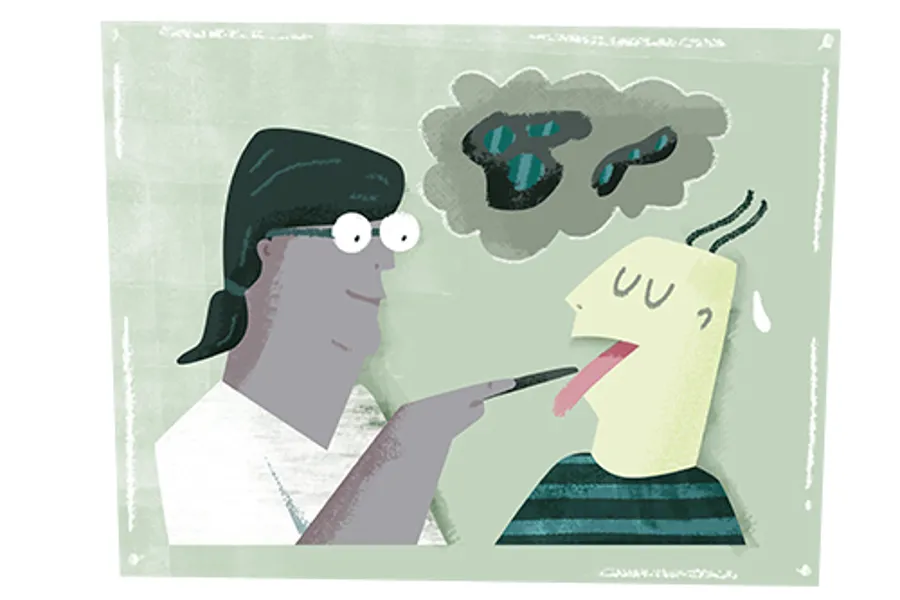 Illustrasjon av lege og pasient