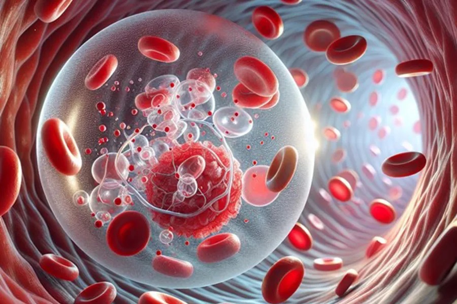 Et  blodkar med røde blodlegemer