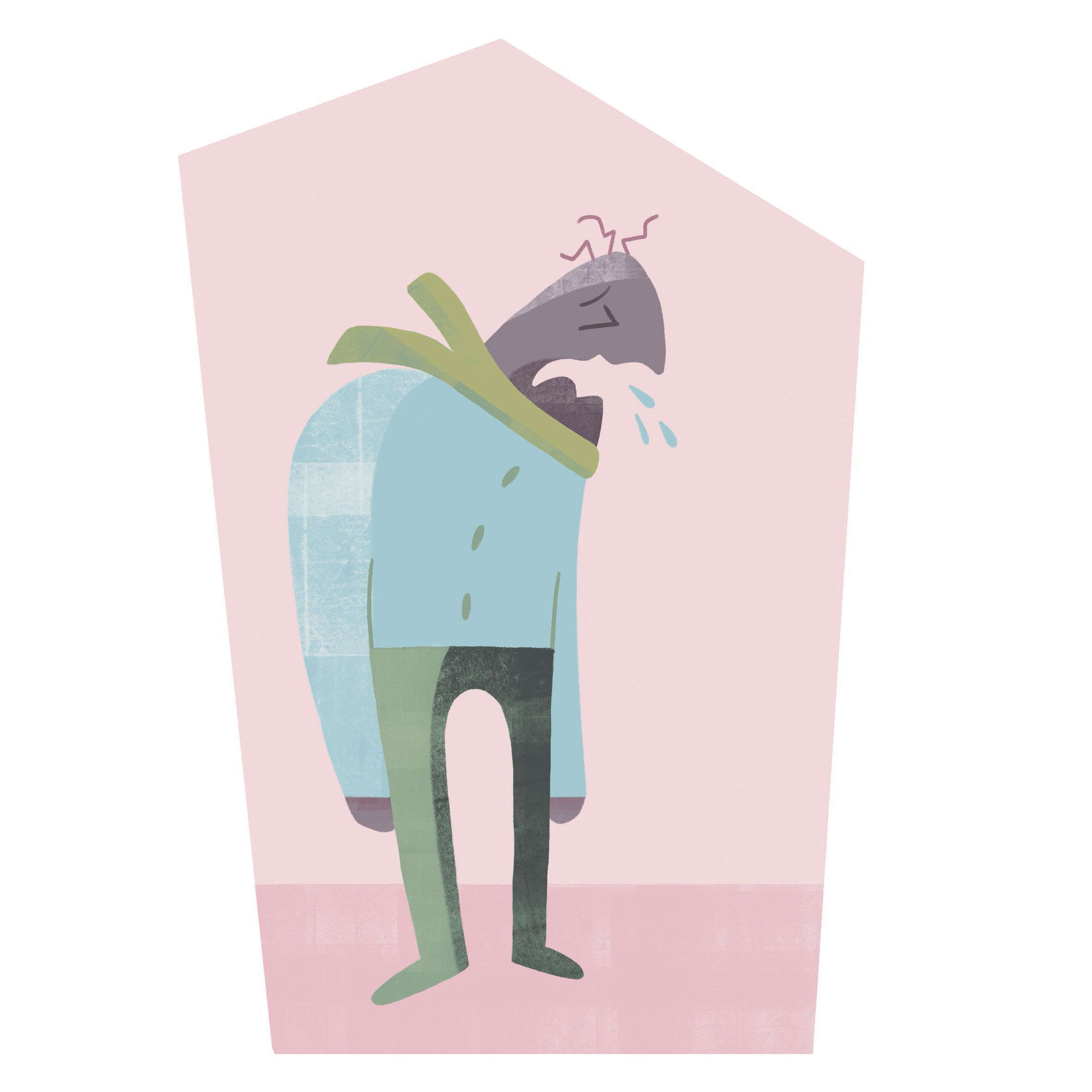 Illustrasjon av en forkjølet mann